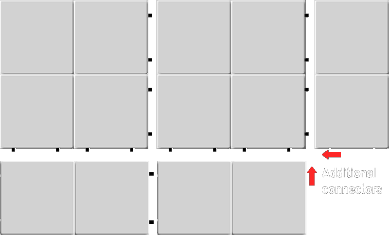 diagram for assembling different EZ Pad sizes